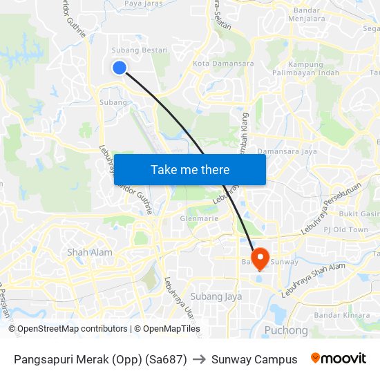 Pangsapuri Merak (Opp) (Sa687) to Sunway Campus map