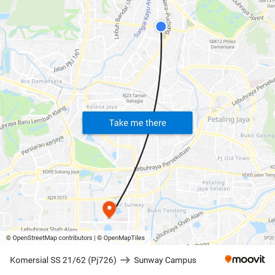 Komersial SS 21/62 (Pj726) to Sunway Campus map