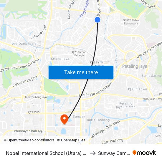 Nobel International School (Utara) (Pj627) to Sunway Campus map