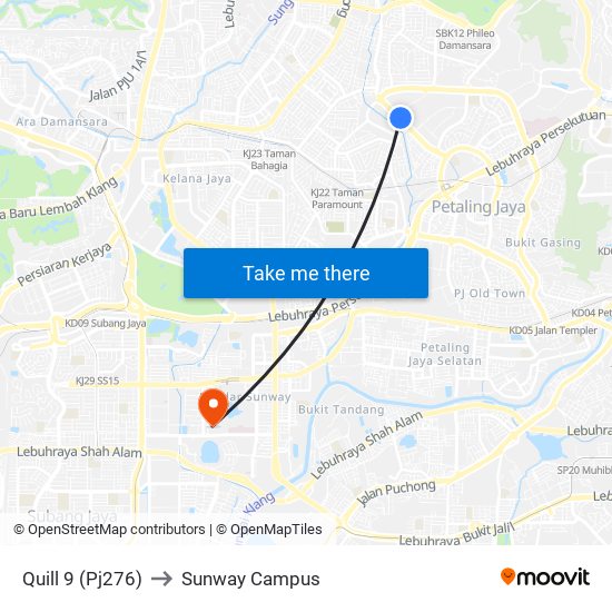 Quill 9 (Pj276) to Sunway Campus map