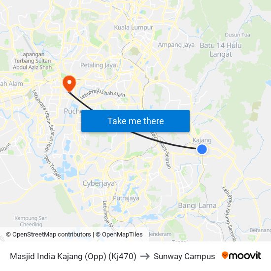 Masjid India Kajang (Opp) (Kj470) to Sunway Campus map