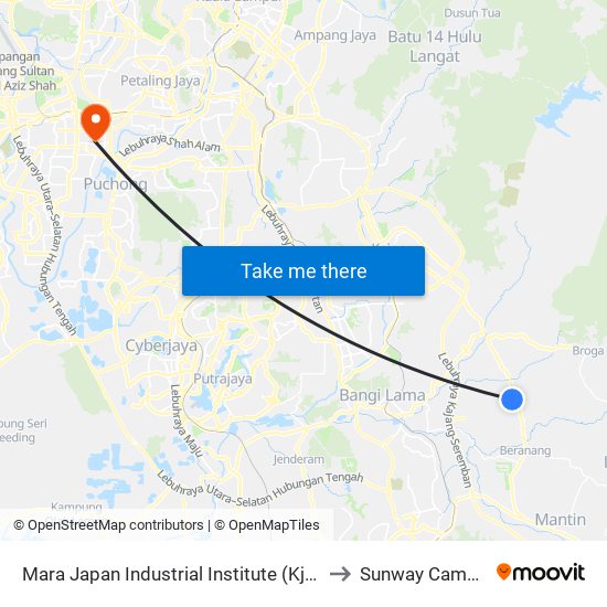 Mara Japan Industrial Institute (Kj615) to Sunway Campus map