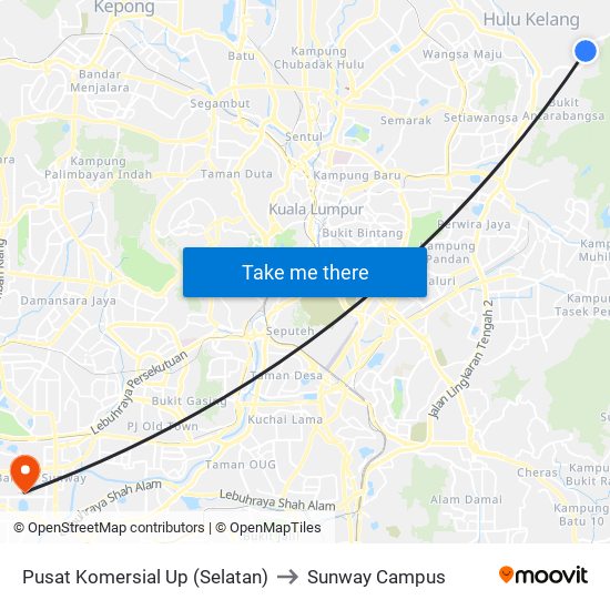 Pusat Komersial Up (Selatan) to Sunway Campus map