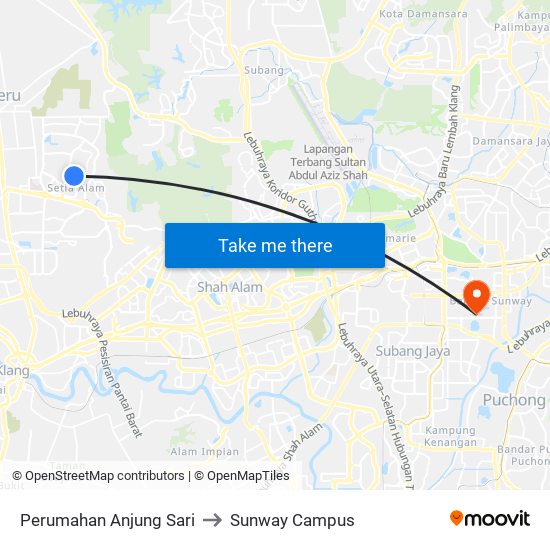 Perumahan Anjung Sari to Sunway Campus map