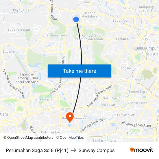 Perumahan Saga Sd 8 (Pj41) to Sunway Campus map