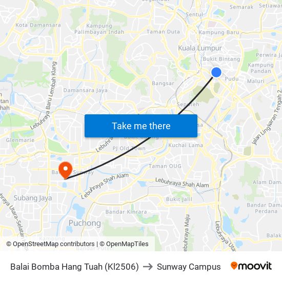Balai Bomba Hang Tuah (Kl2506) to Sunway Campus map