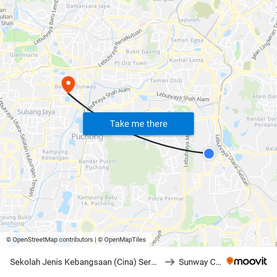 Sekolah Jenis Kebangsaan (Cina) Serdang Baru 1 (Sj783) to Sunway Campus map