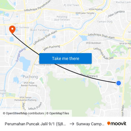 Perumahan Puncak Jalil 9/1 (Sj853) to Sunway Campus map