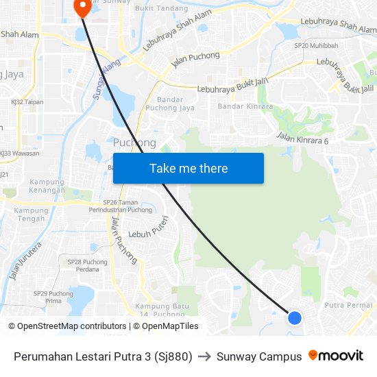 Perumahan Lestari Putra 3 (Sj880) to Sunway Campus map