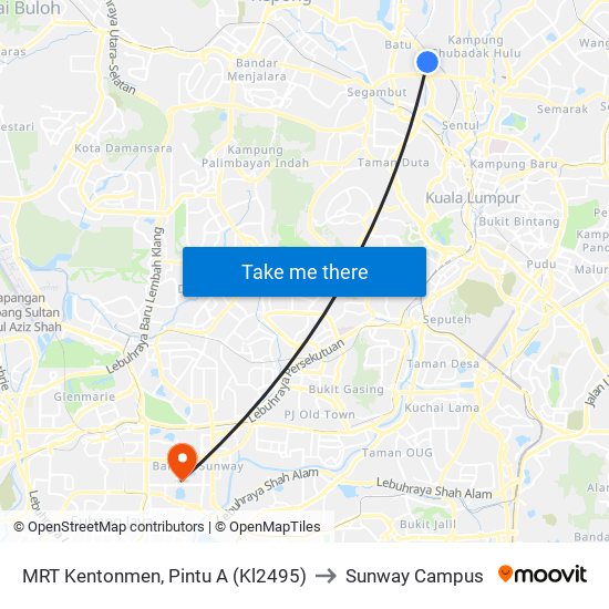 MRT Kentonmen, Pintu A (Kl2495) to Sunway Campus map