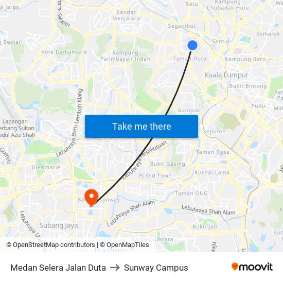 Medan Selera Jalan Duta to Sunway Campus map