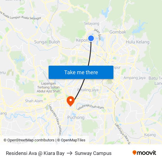 Residensi Ava @ Kiara Bay to Sunway Campus map