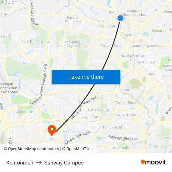 Kentonmen to Sunway Campus map