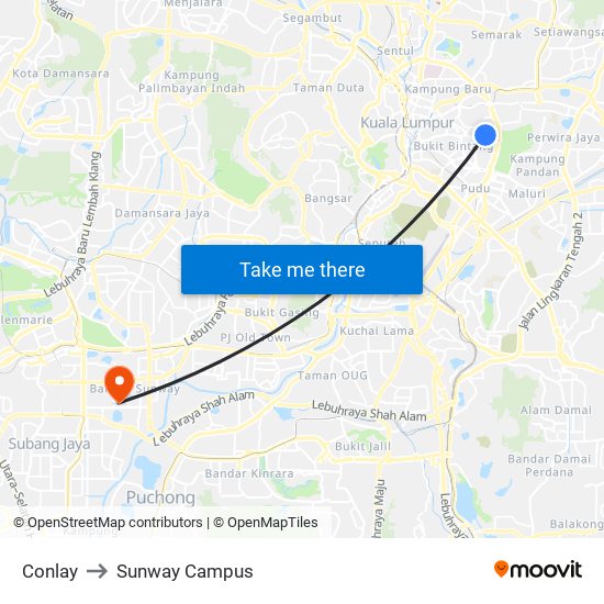 Conlay to Sunway Campus map