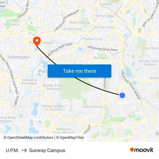 U.P.M. to Sunway Campus map