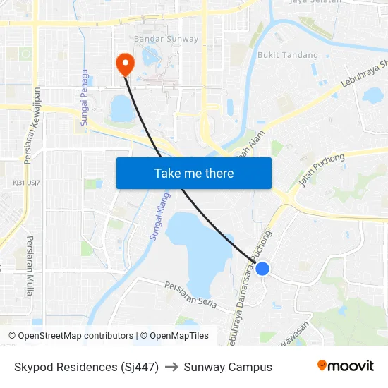 Skypod Residences (Sj447) to Sunway Campus map