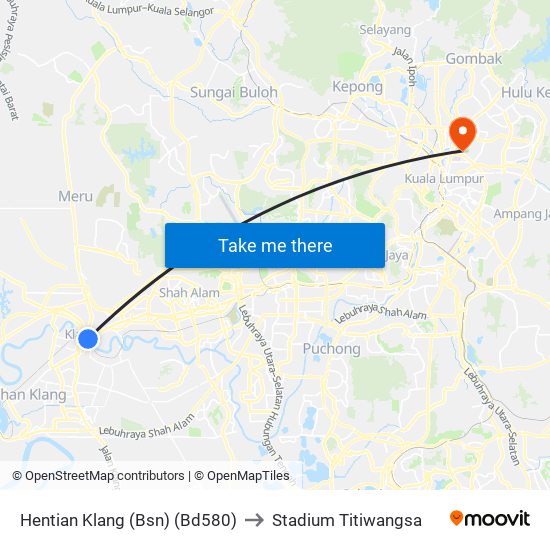 Hentian Klang (Bsn) (Bd580) to Stadium Titiwangsa map