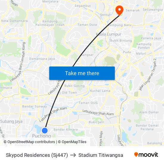 Skypod Residences (Sj447) to Stadium Titiwangsa map