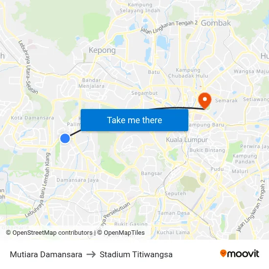 Mutiara Damansara to Stadium Titiwangsa map
