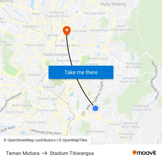 Taman Mutiara to Stadium Titiwangsa map