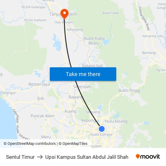 Sentul Timur to Upsi Kampus Sultan Abdul Jalil Shah map