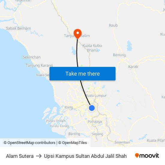 Alam Sutera to Upsi Kampus Sultan Abdul Jalil Shah map