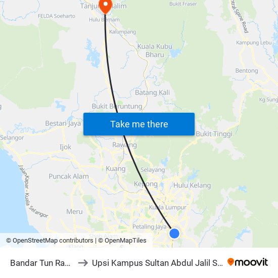 Bandar Tun Razak to Upsi Kampus Sultan Abdul Jalil Shah map