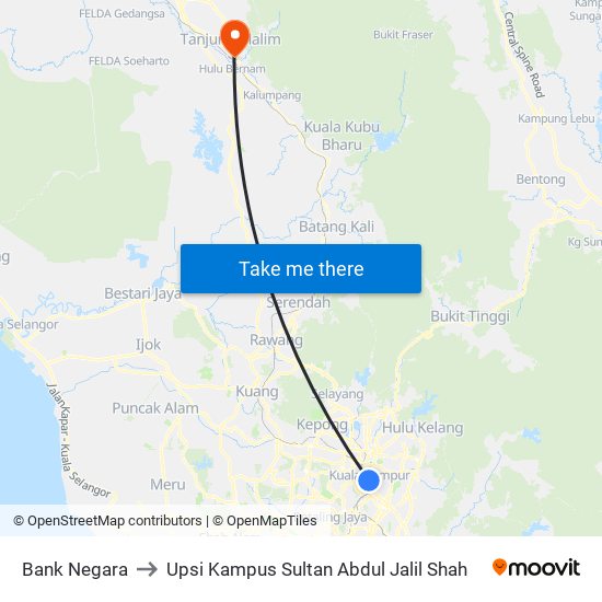 Bank Negara to Upsi Kampus Sultan Abdul Jalil Shah map