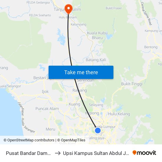 Pusat Bandar Damansara to Upsi Kampus Sultan Abdul Jalil Shah map