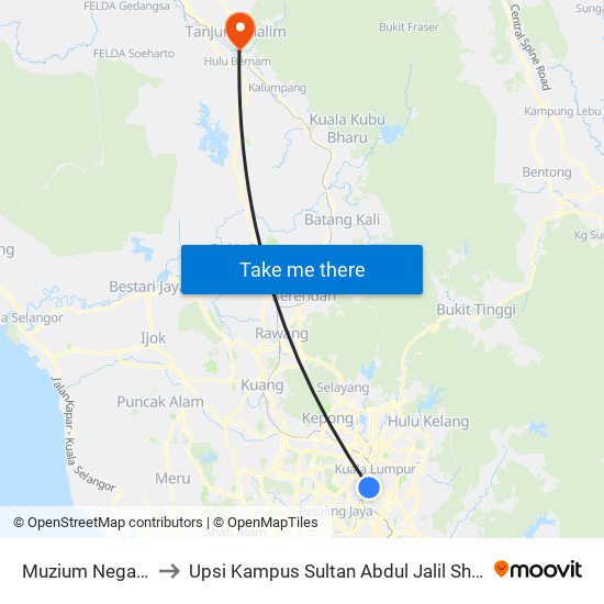Muzium Negara to Upsi Kampus Sultan Abdul Jalil Shah map