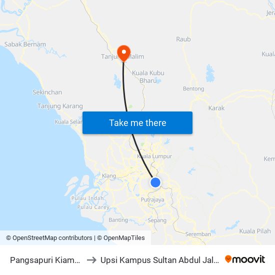 Pangsapuri Kiambang to Upsi Kampus Sultan Abdul Jalil Shah map