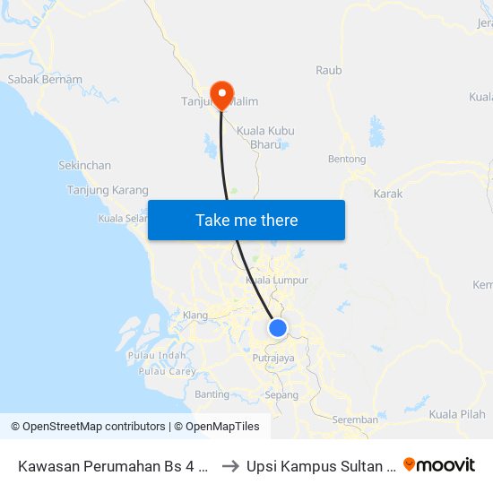 Kawasan Perumahan Bs 4 Taman Bukit Serdang to Upsi Kampus Sultan Abdul Jalil Shah map