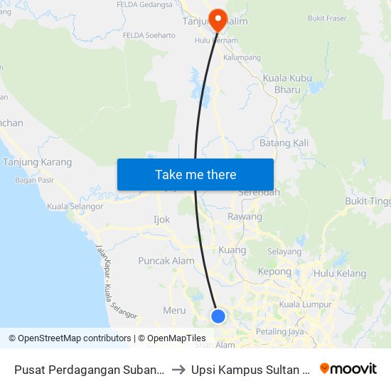 Pusat Perdagangan Subang Permai (Selatan) to Upsi Kampus Sultan Abdul Jalil Shah map