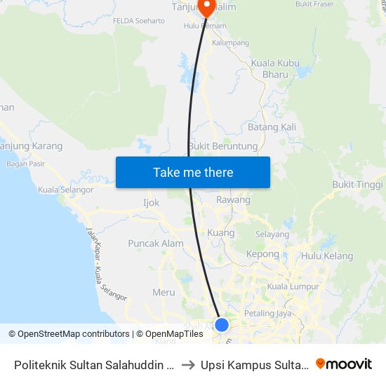 Politeknik Sultan Salahuddin Abdul Aziz Shah (Selatan) to Upsi Kampus Sultan Abdul Jalil Shah map