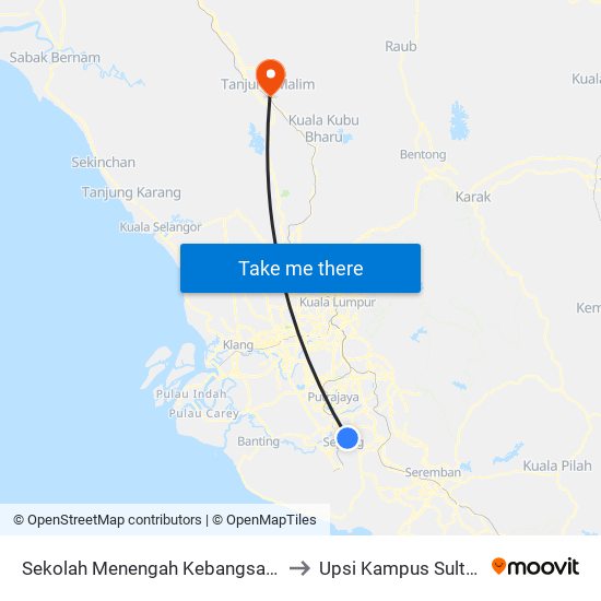 Sekolah Menengah Kebangsaan Bandar Baru Salak Tinggi to Upsi Kampus Sultan Abdul Jalil Shah map