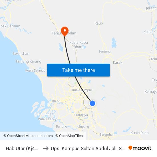 Hab Utar (Kj477) to Upsi Kampus Sultan Abdul Jalil Shah map