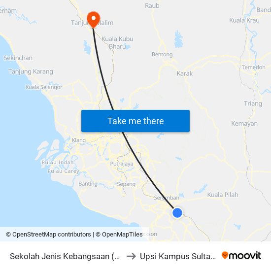 Sekolah Jenis Kebangsaan (Tamil) Ladang Seremban to Upsi Kampus Sultan Abdul Jalil Shah map