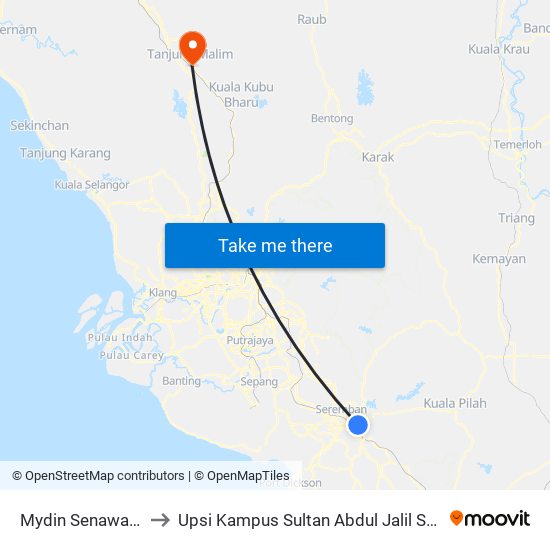 Mydin Senawang to Upsi Kampus Sultan Abdul Jalil Shah map