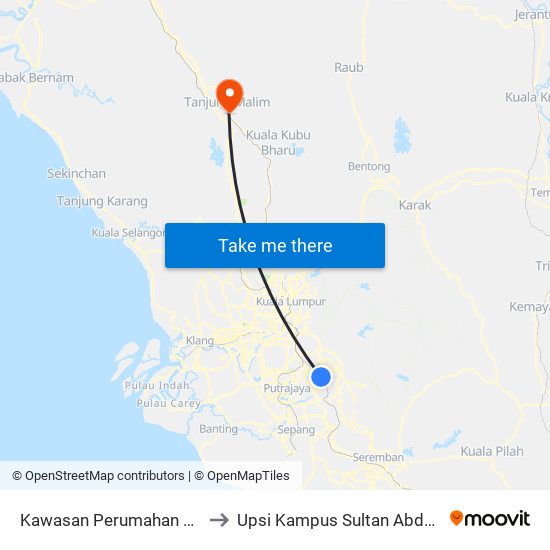 Kawasan Perumahan Jalan 4/5b to Upsi Kampus Sultan Abdul Jalil Shah map