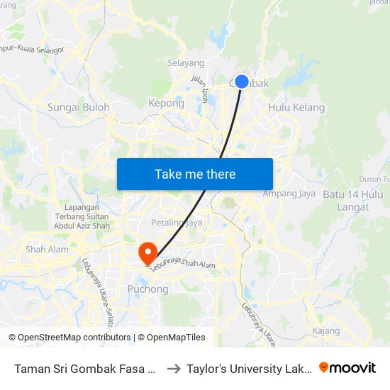 Taman Sri Gombak Fasa 4 (Timur) (Sl239) to Taylor's University Lakeside Campus map
