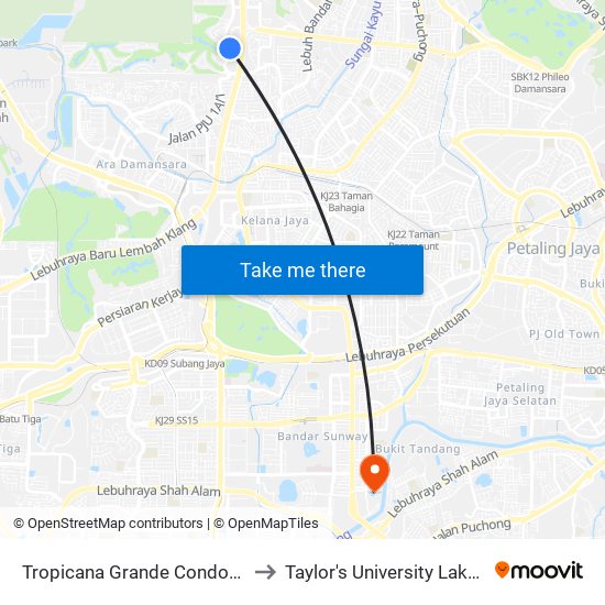 Tropicana Grande Condominium (Pj806) to Taylor's University Lakeside Campus map