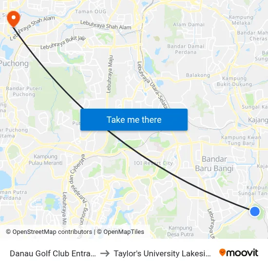 Danau Golf Club Entrance UKM to Taylor's University Lakeside Campus map
