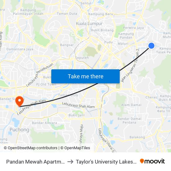 Pandan Mewah Apartment (Aj337) to Taylor's University Lakeside Campus map