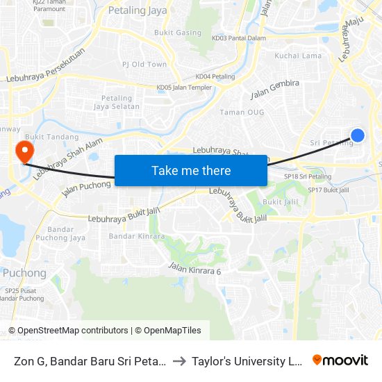 Zon G, Bandar Baru Sri Petaling (Utara) (Kl1304) to Taylor's University Lakeside Campus map