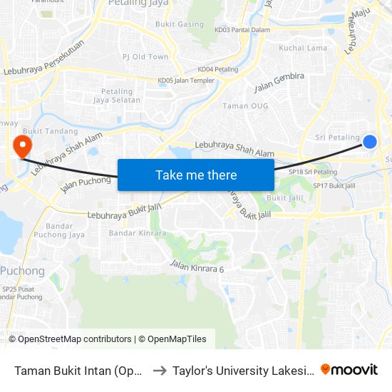 Taman Bukit Intan (Opp) (Kl1335) to Taylor's University Lakeside Campus map