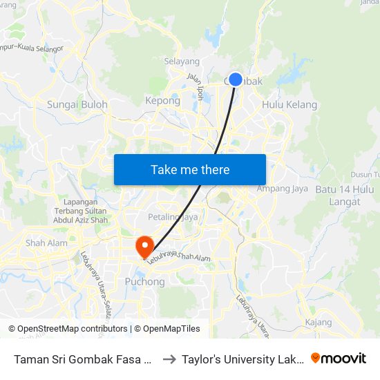 Taman Sri Gombak Fasa 4 (Timur) (Sl241) to Taylor's University Lakeside Campus map
