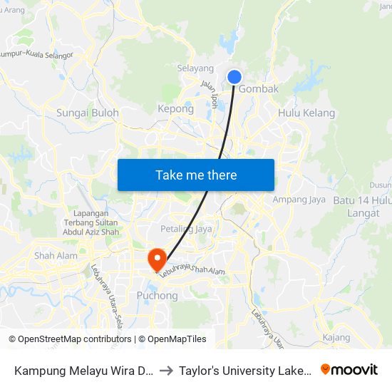 Kampung Melayu Wira Damai (Sl184) to Taylor's University Lakeside Campus map