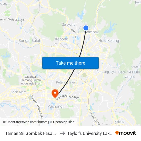 Taman Sri Gombak Fasa 9 (Barat) (Sl194) to Taylor's University Lakeside Campus map