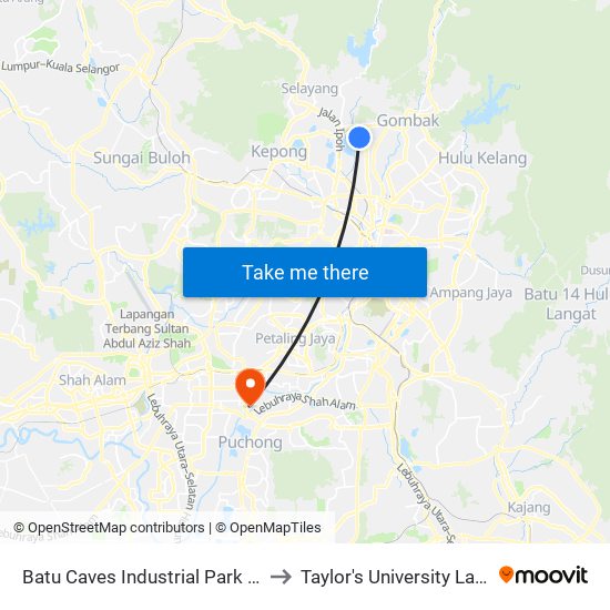 Batu Caves Industrial Park 8 (Selatan) (Sl257) to Taylor's University Lakeside Campus map