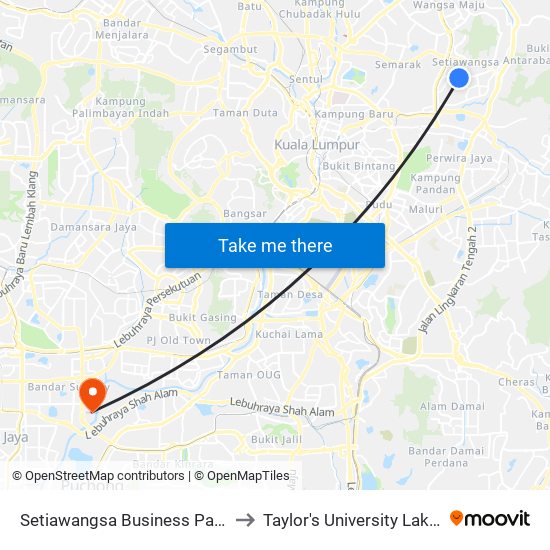 Setiawangsa Business Park (Opp) (Kl437) to Taylor's University Lakeside Campus map